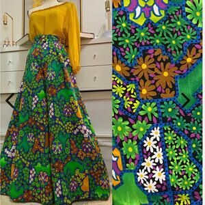 Vtg 60s 70s MOD Psychedelic Palazzo Pants S/28 FLOWER Print Boho Hippie Retro